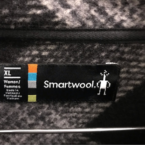 Smartwool Aspen Grove Plaid Poncho Jacket XL gray merino wool black - Picture 10 of 16